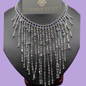 Kendra Scott Lilac Crystal Metallic Statement illusion Floating Slider Necklace